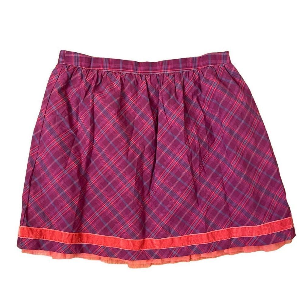 NEW Matilda Jane Tinsley Plaid Skirt Magenta Elastic Waist Large